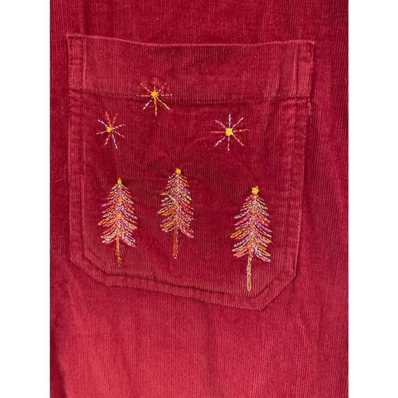 Vintage Red Christmas Corduroy Shirt Christopher and Banks Size Large - Picture 6 of 8